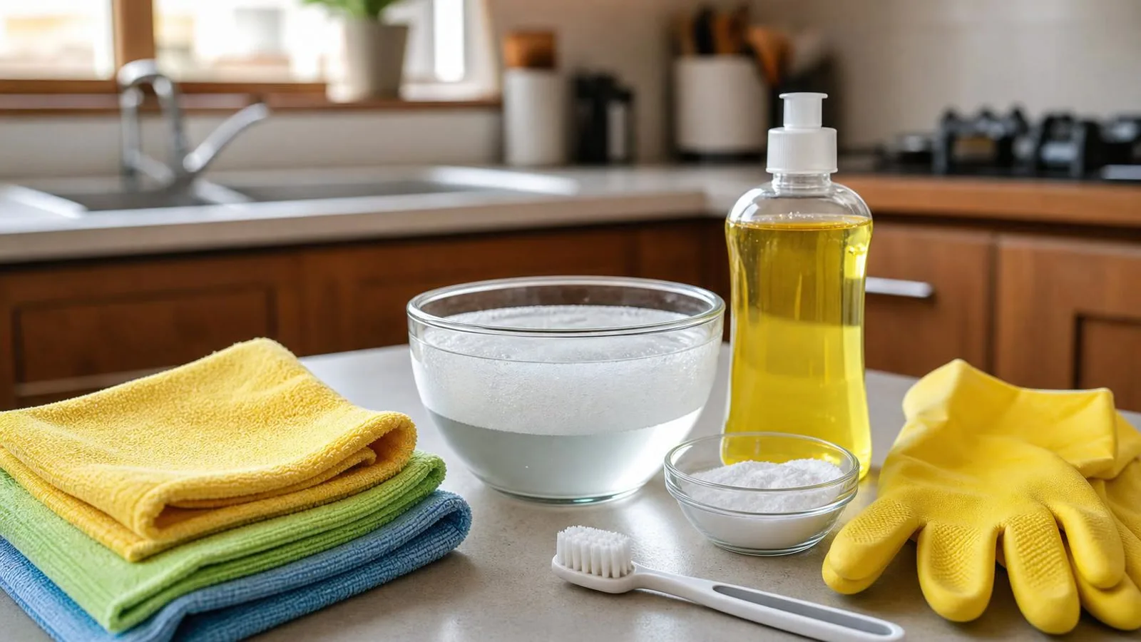 Materiales suaves para limpiar grasa de gabinetes de cocina sin maltratar acabados